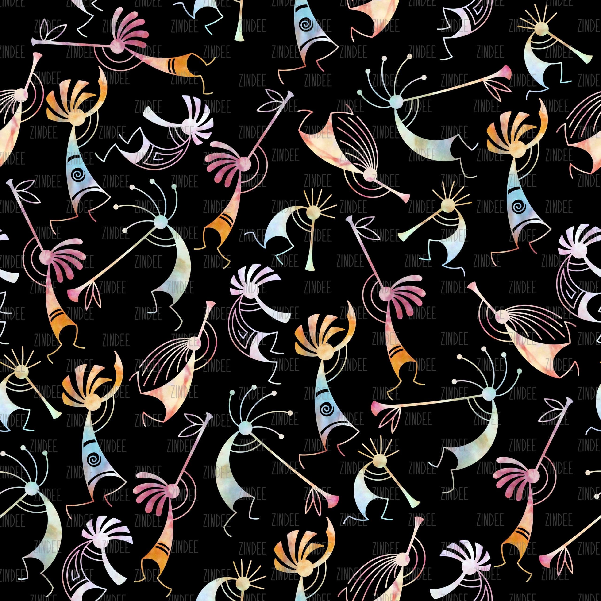 Tye Dye Dancers Black seamless (digital paper)