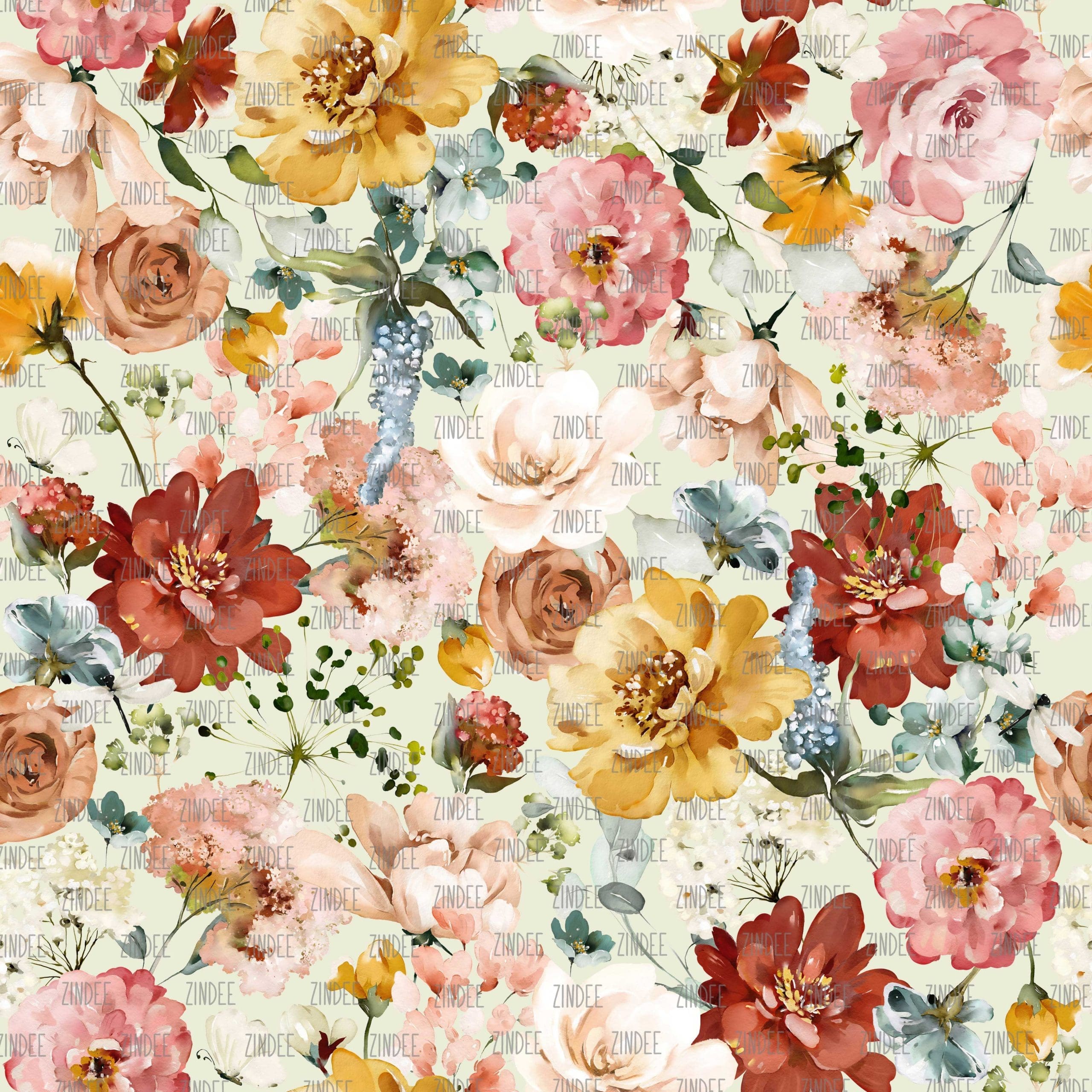 Vintage Floral Light Green seamless (digital paper)
