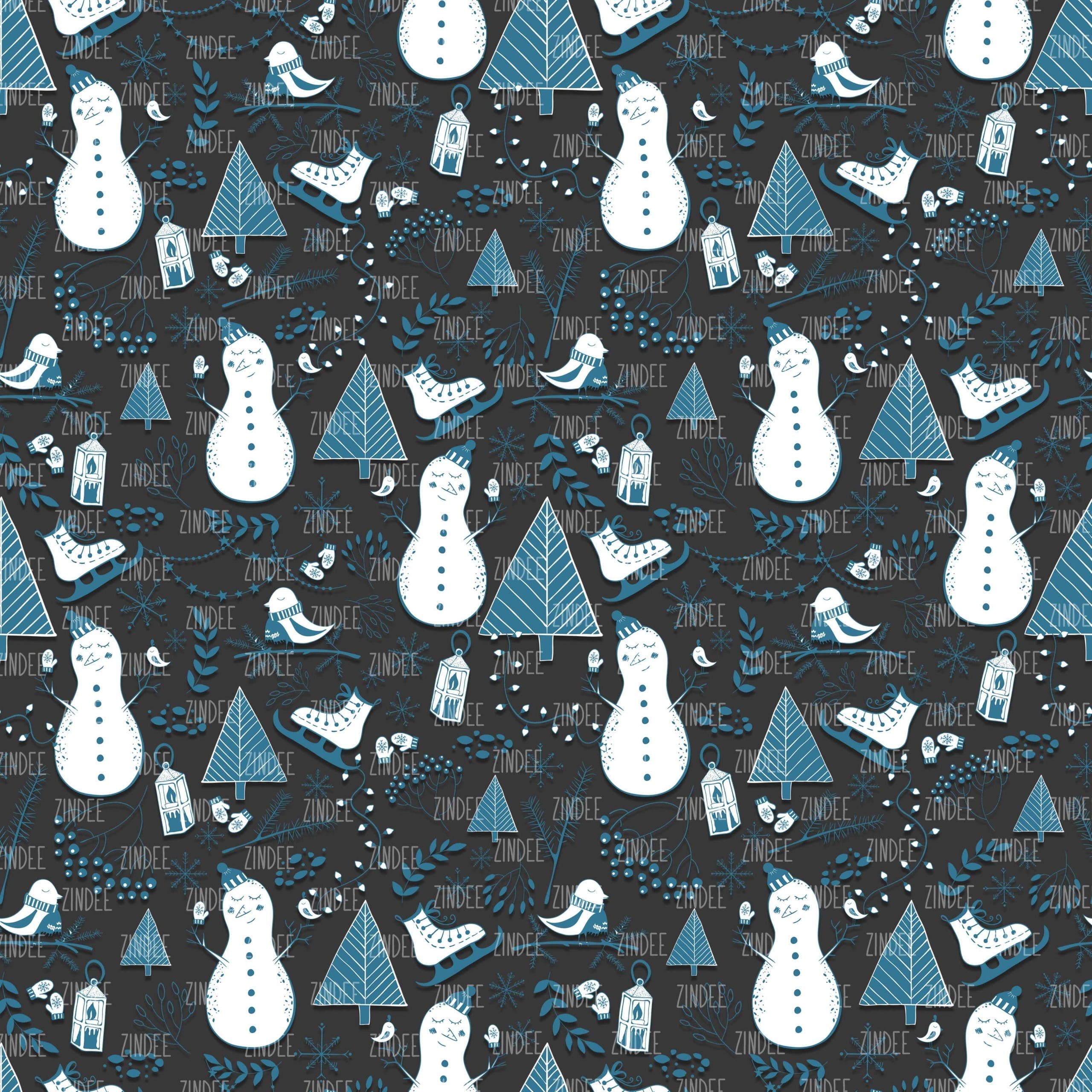 Winter Wonderland Black seamless (digital paper)