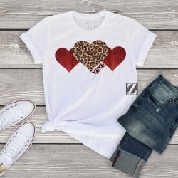 Alternative view of Wood Leopard Hearts XOXO (Sublimation Transfer)