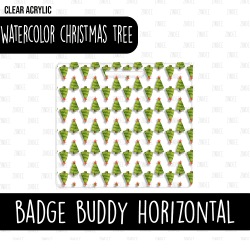 Badge Buddy Horizontal (Watercolor Christmas Tree)