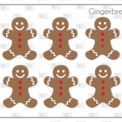 Gingerbread Cookie (sticker sheet) .5" White Gloss