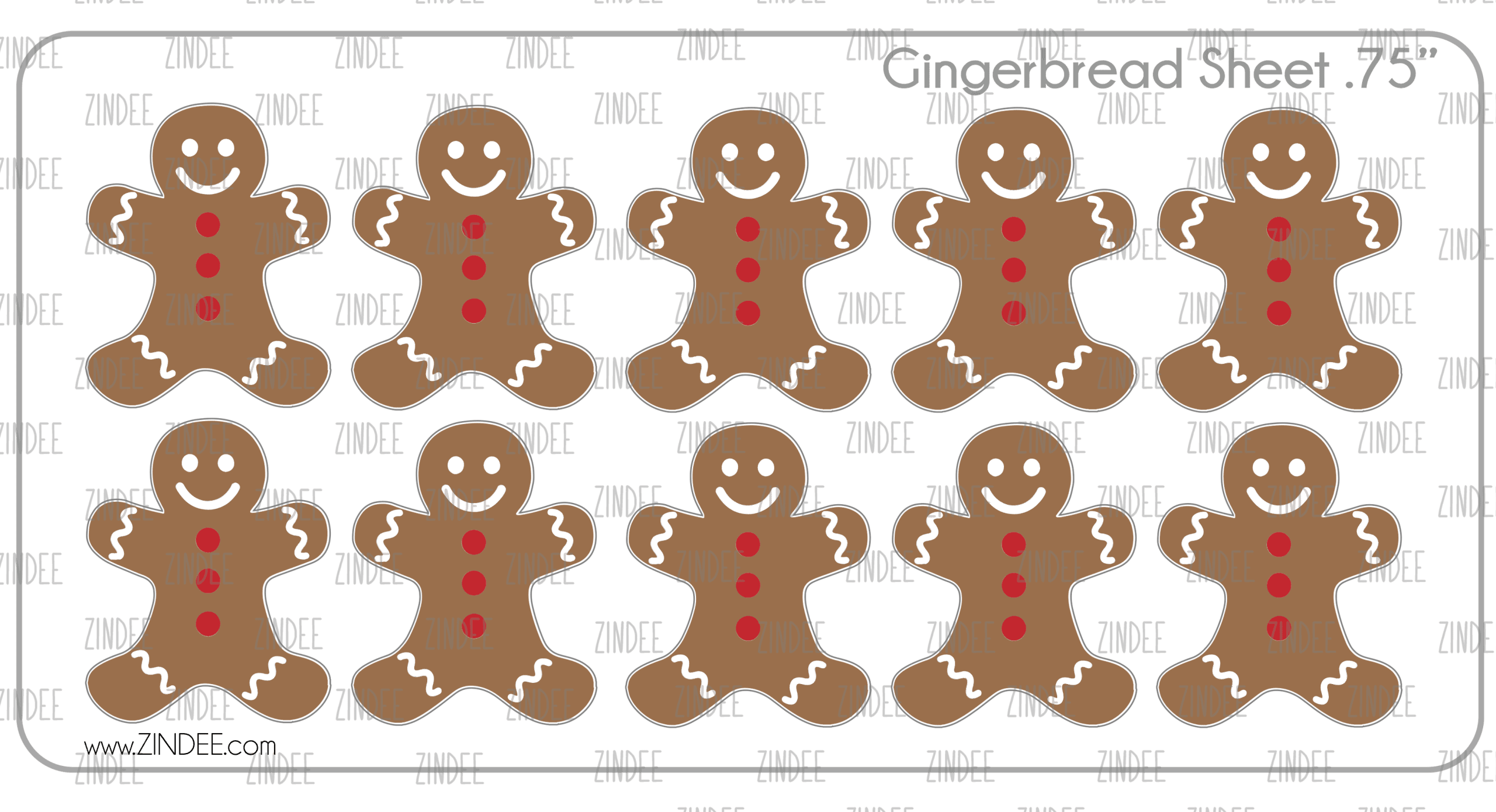 Gingerbread Cookie (sticker sheet) .75" White Gloss
