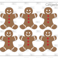 Gingerbread Cookie (sticker sheet) 1" Clear Gloss