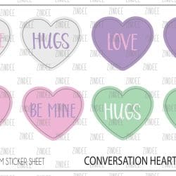 Conversation Hearts (sticker sheet) .45" White Gloss