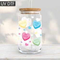 Conversation Hearts UV DTF Glass Can Wrap