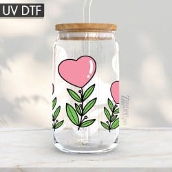 Flower Valentine UV DTF Glass Can Wrap