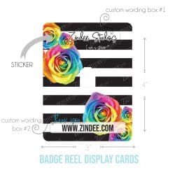 Black White Stripe Rose-(Badge Reel DISPLAY Card)
