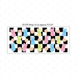 Checkered Bunny UV DTF Glass Can Wrap - Image 2