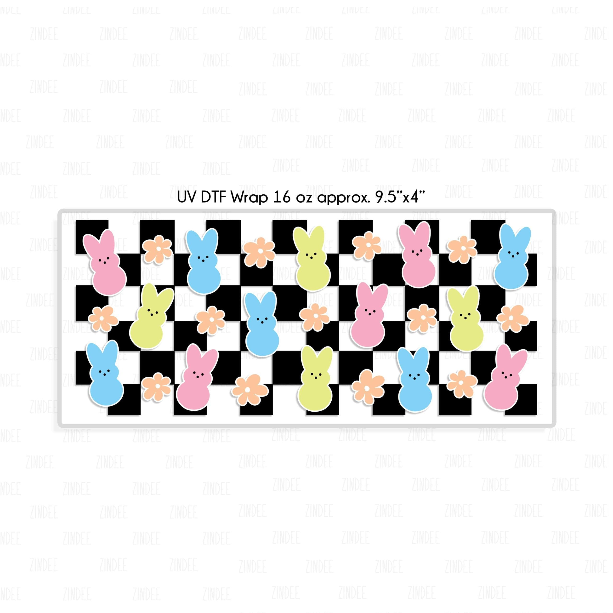 Checkered Bunny UV DTF Glass Can Wrap - Image 2