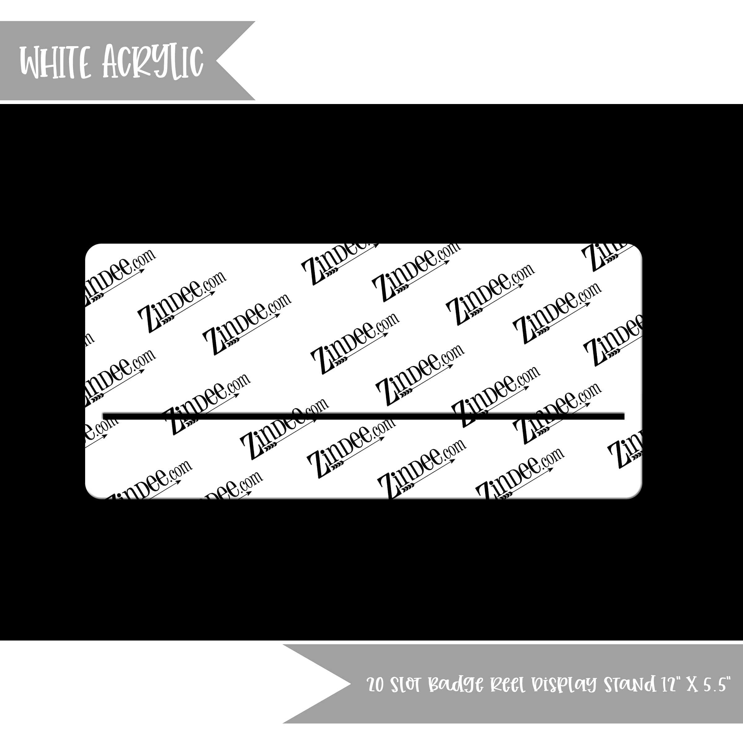 20 Slot Badge Reel Display Stand (White Acrylic)