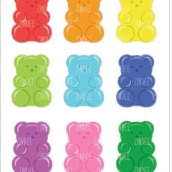 Chubby Gummy Bear (sticker sheet) 2" WHITE Gloss