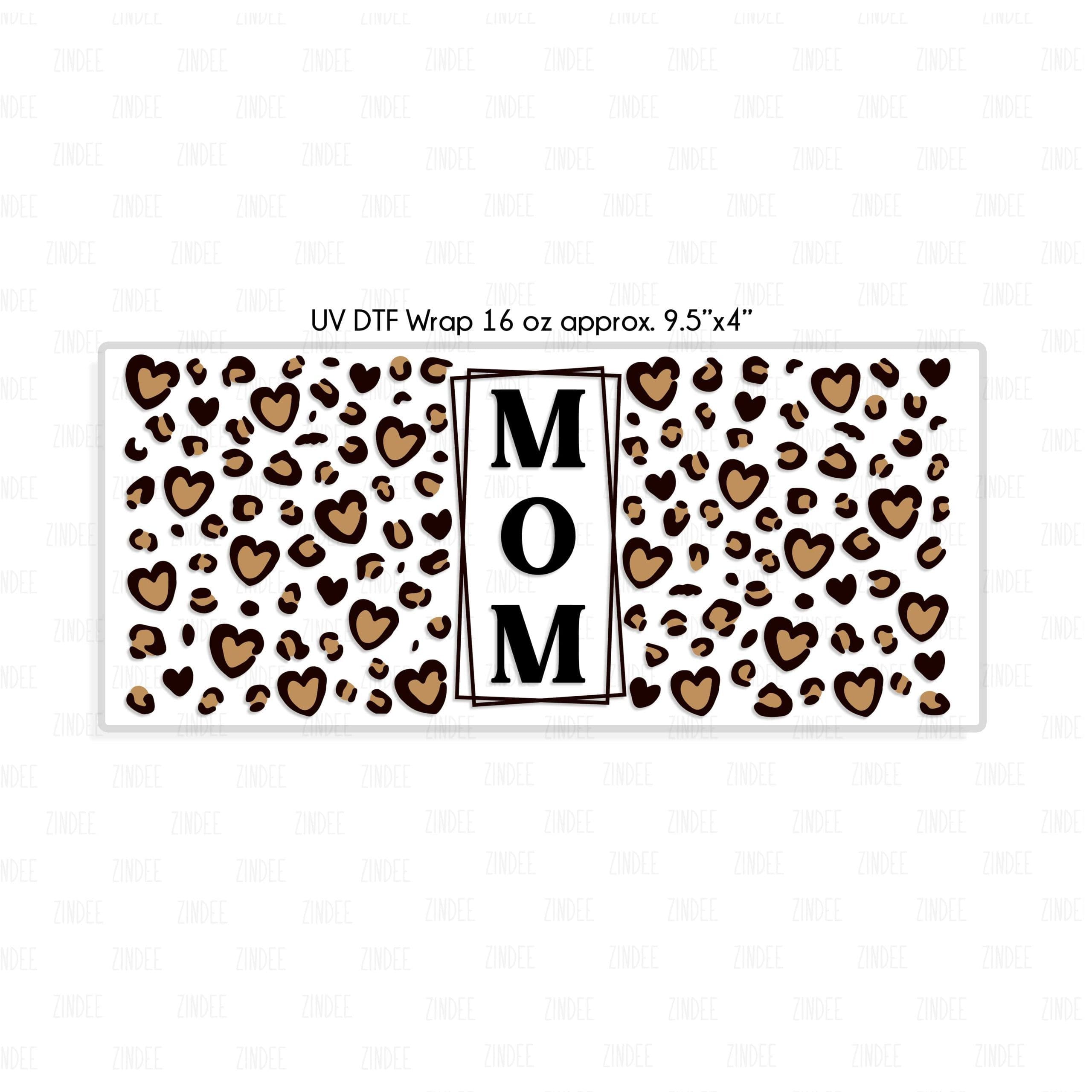 Mom Heart Leopard UV DTF Glass Can Wrap - Image 2