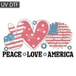 Peace Love America UV DTF Decal
