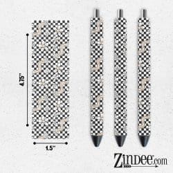 Checkered Floral UV DTF Pen Wrap
