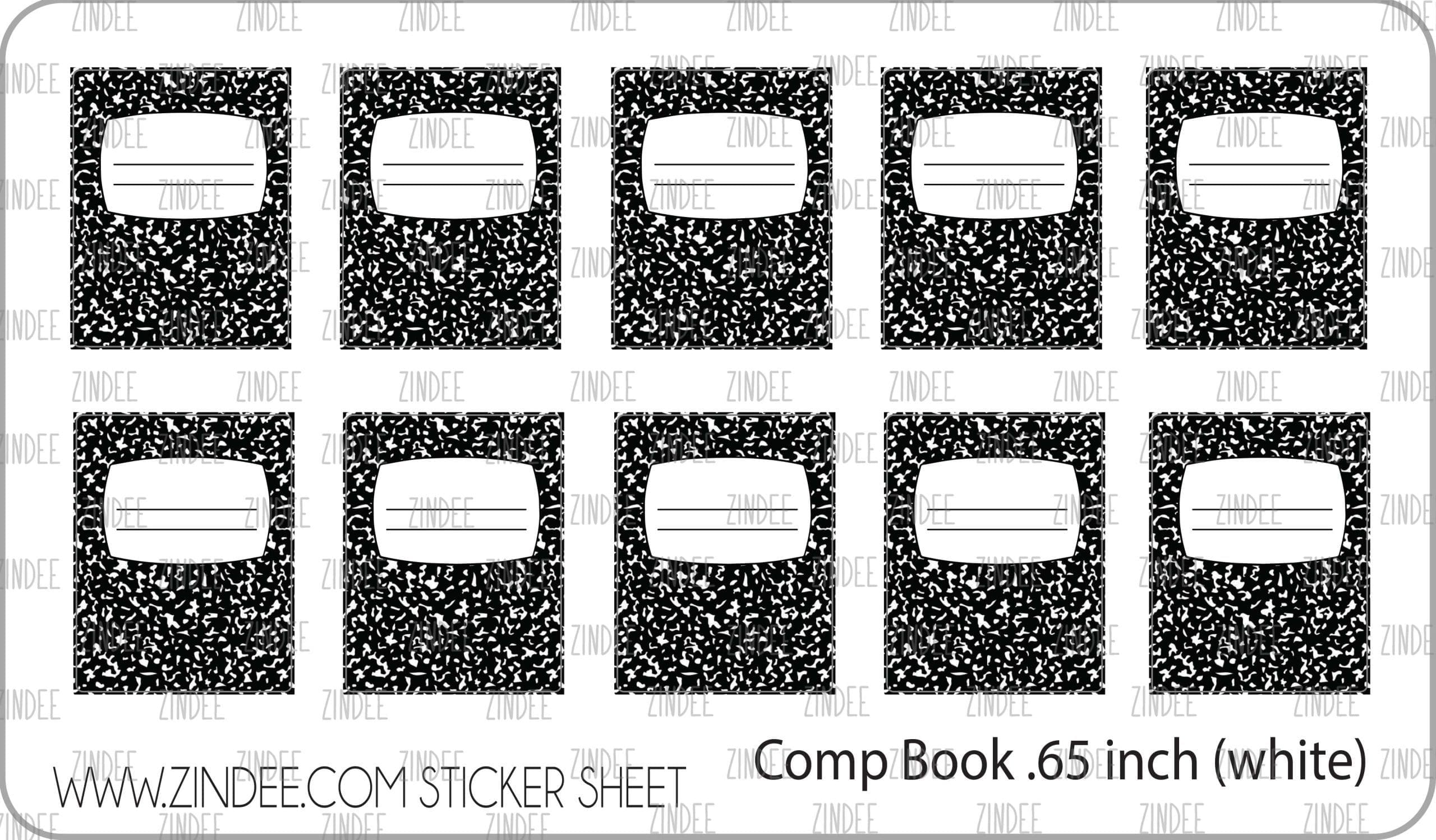 Composition Notebook (sticker sheet) .65" WHITE Gloss