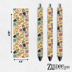 Peace Signs Floral VINYL Pen Wrap