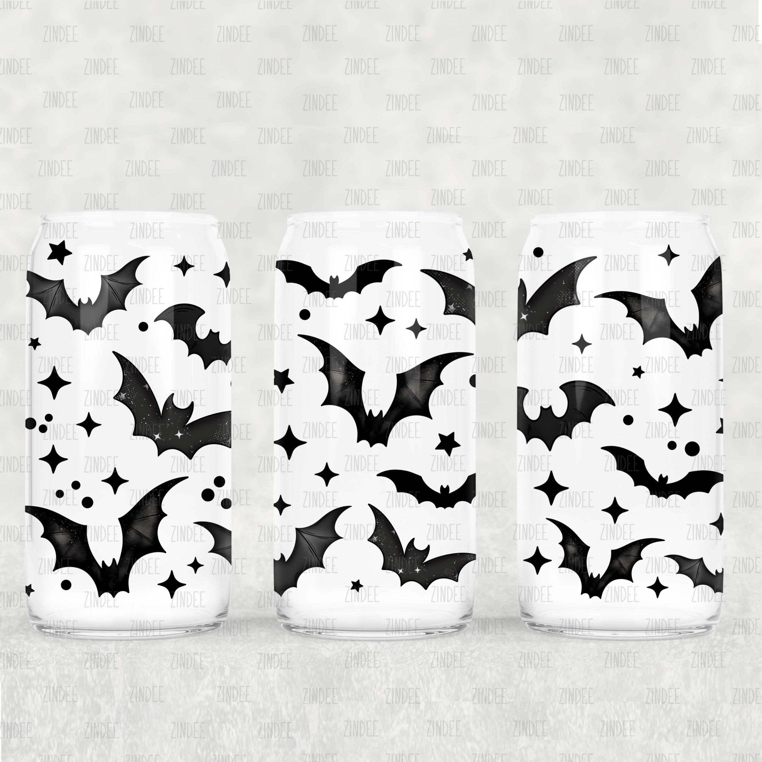 Bats UV DTF Glass Can Wrap