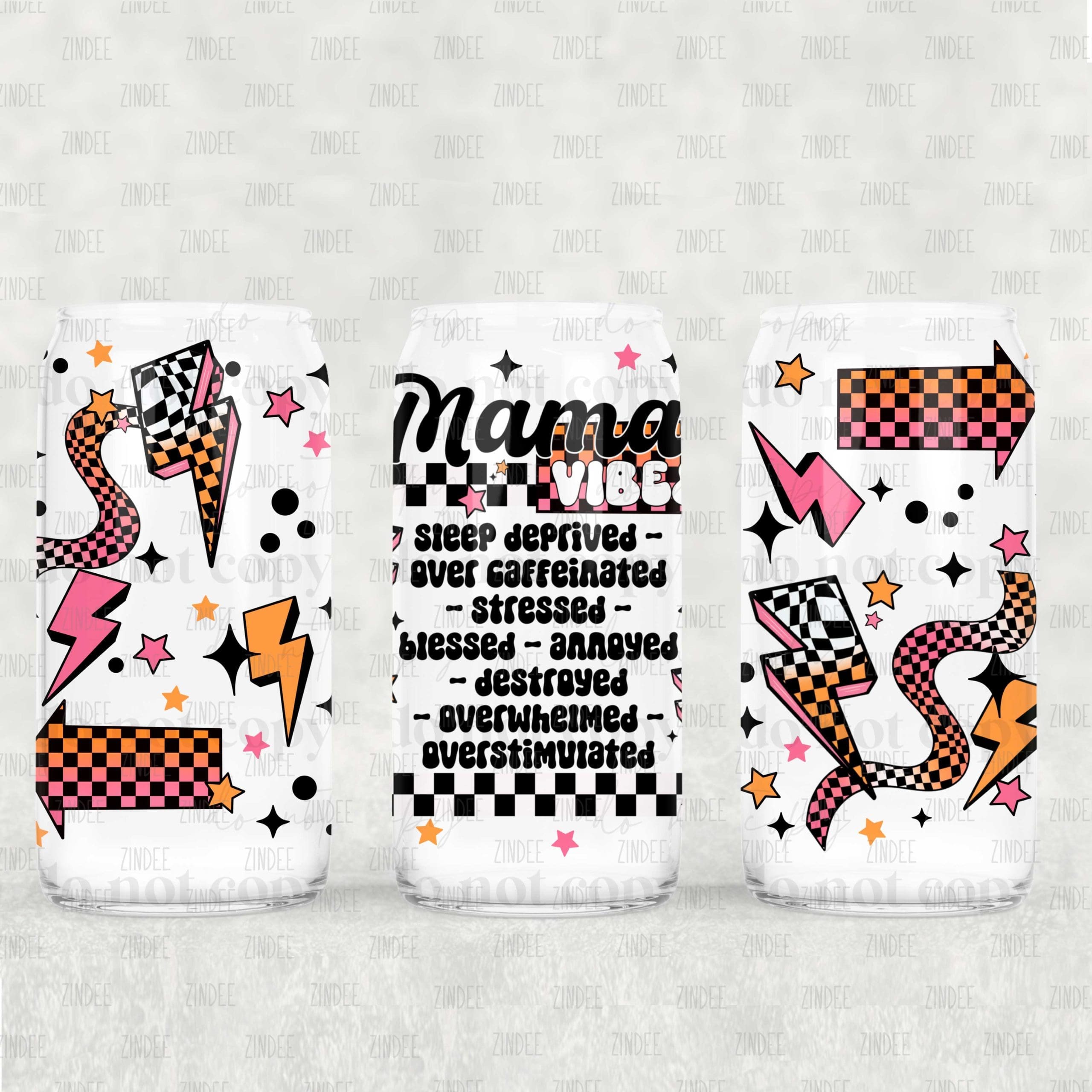 Mama Vibes UV DTF Glass Can Wrap