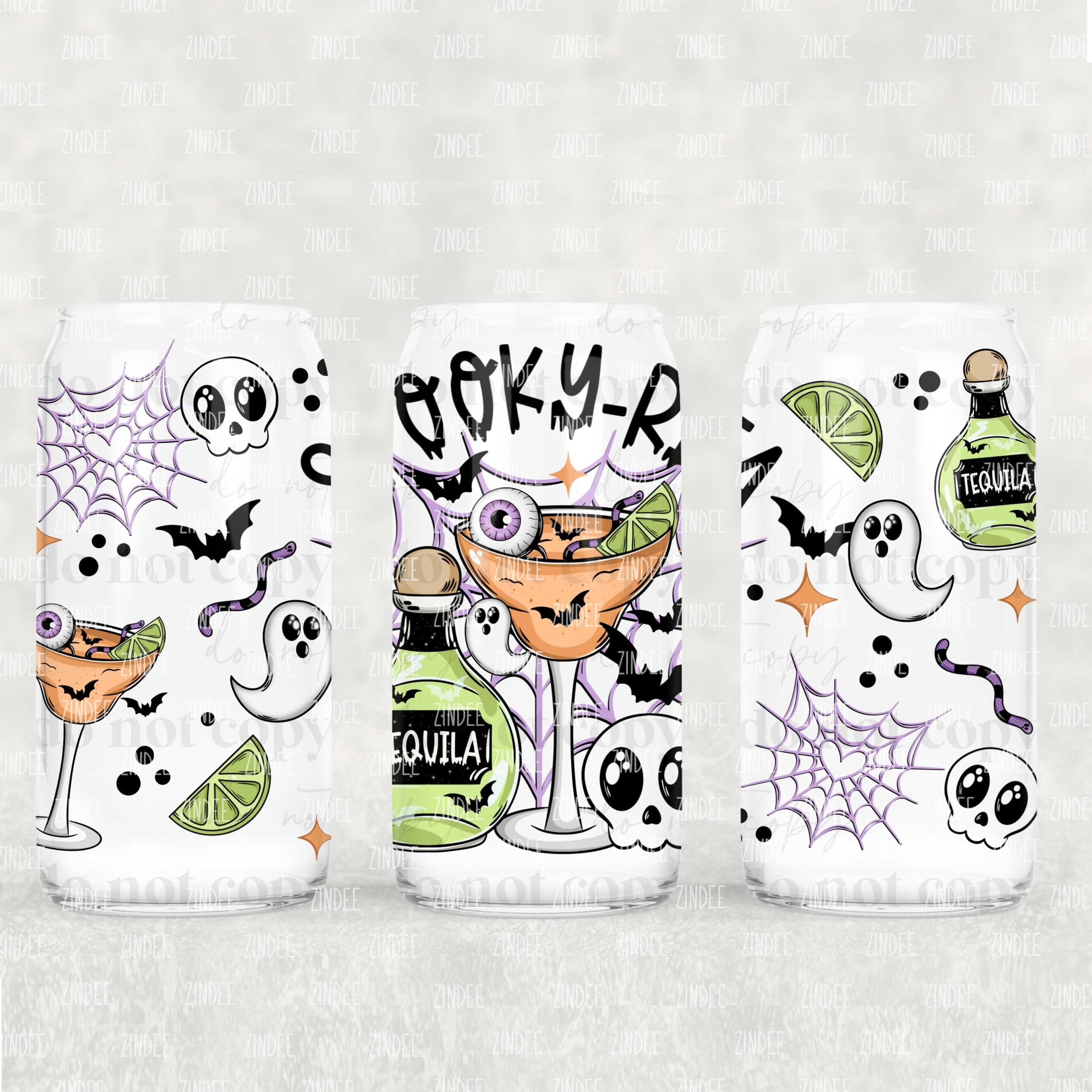 Spooky Rita UV DTF Glass Can Wrap