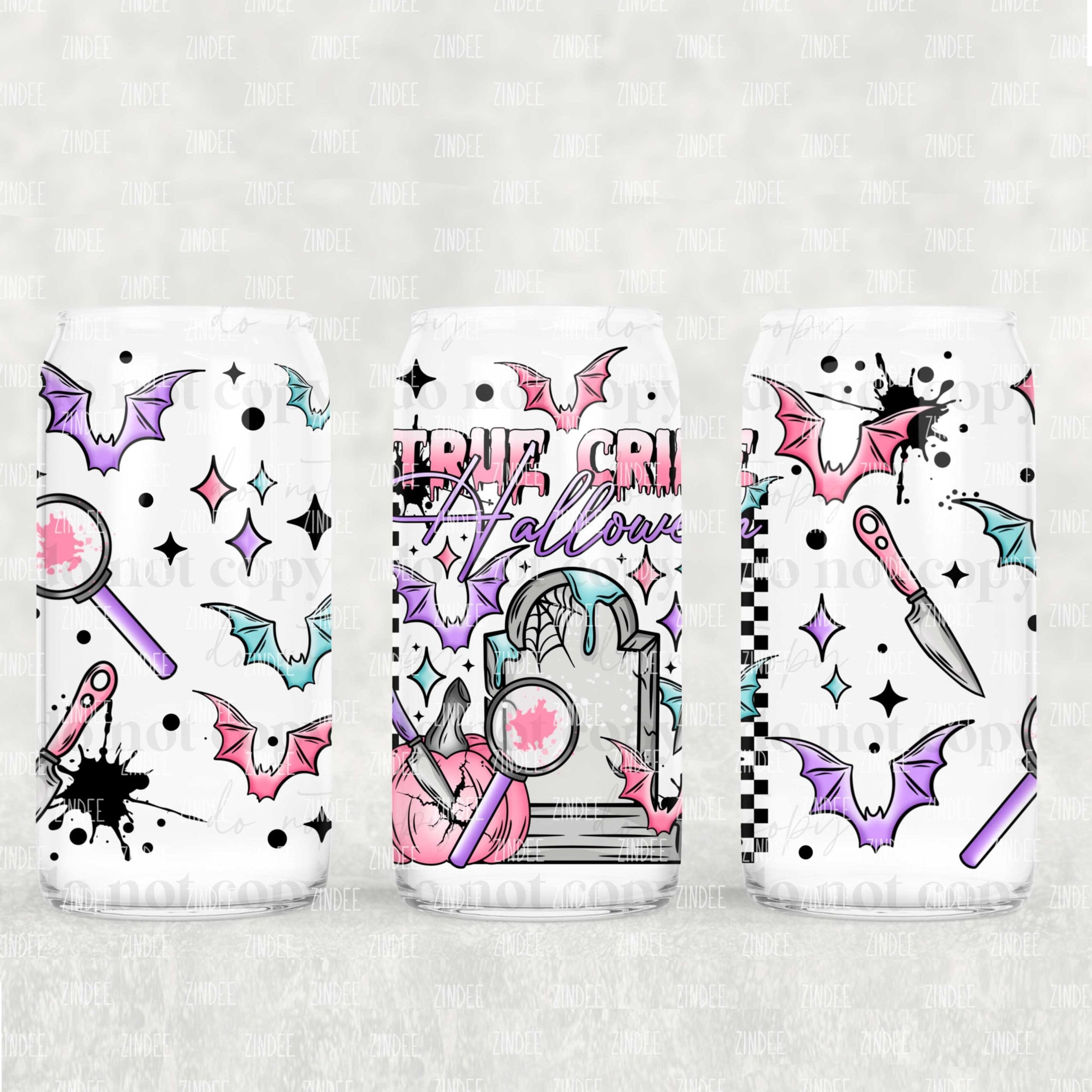 True Crime UV DTF Glass Can Wrap