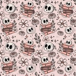 Pink Floral Skellie Books seamless (vinyl)