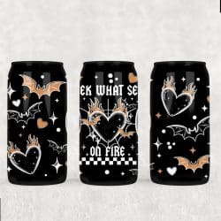 Soul On Fire White UV DTF Glass Can Wrap