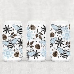 Winter Bees UV DTF Can Wrap