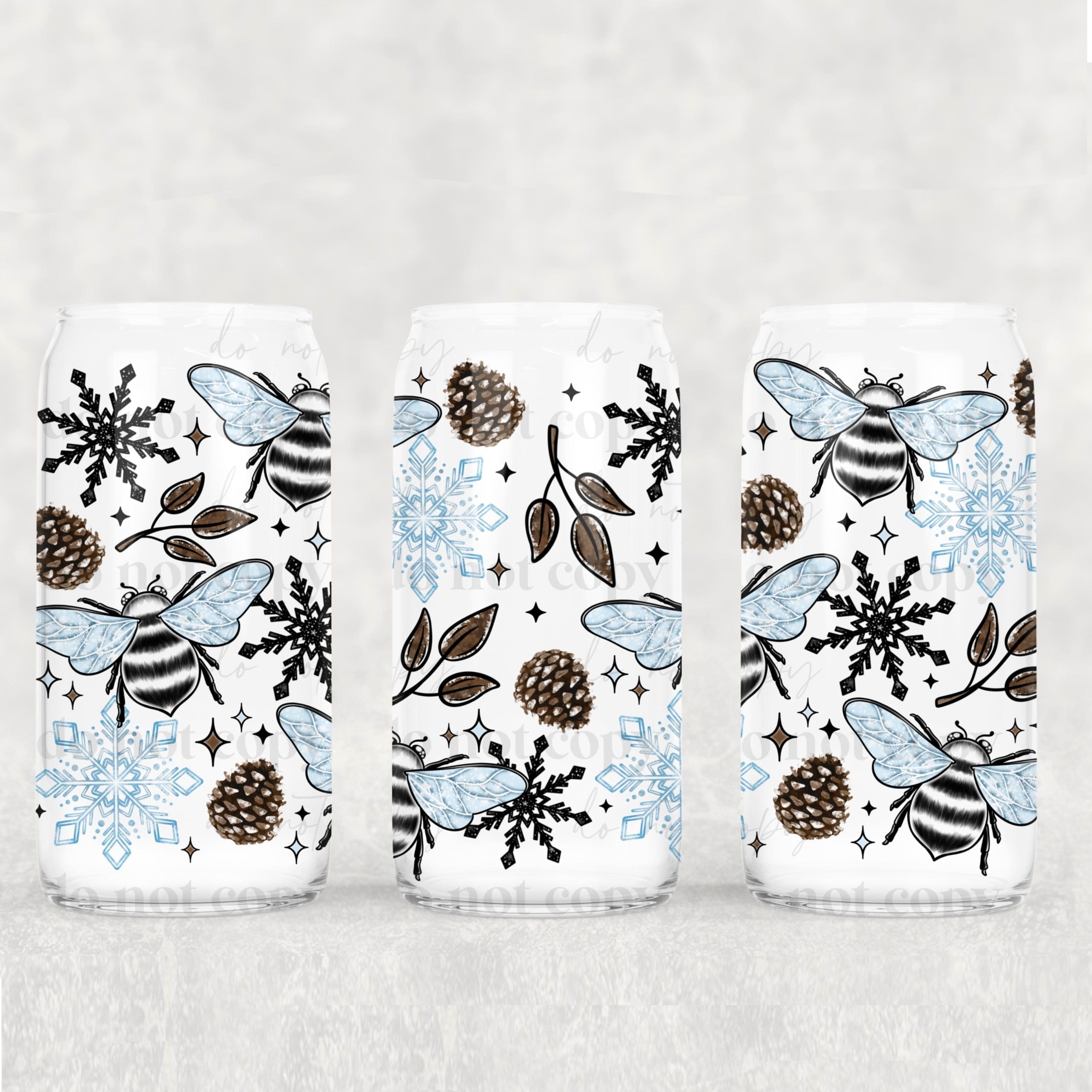 Winter Bees UV DTF Can Wrap