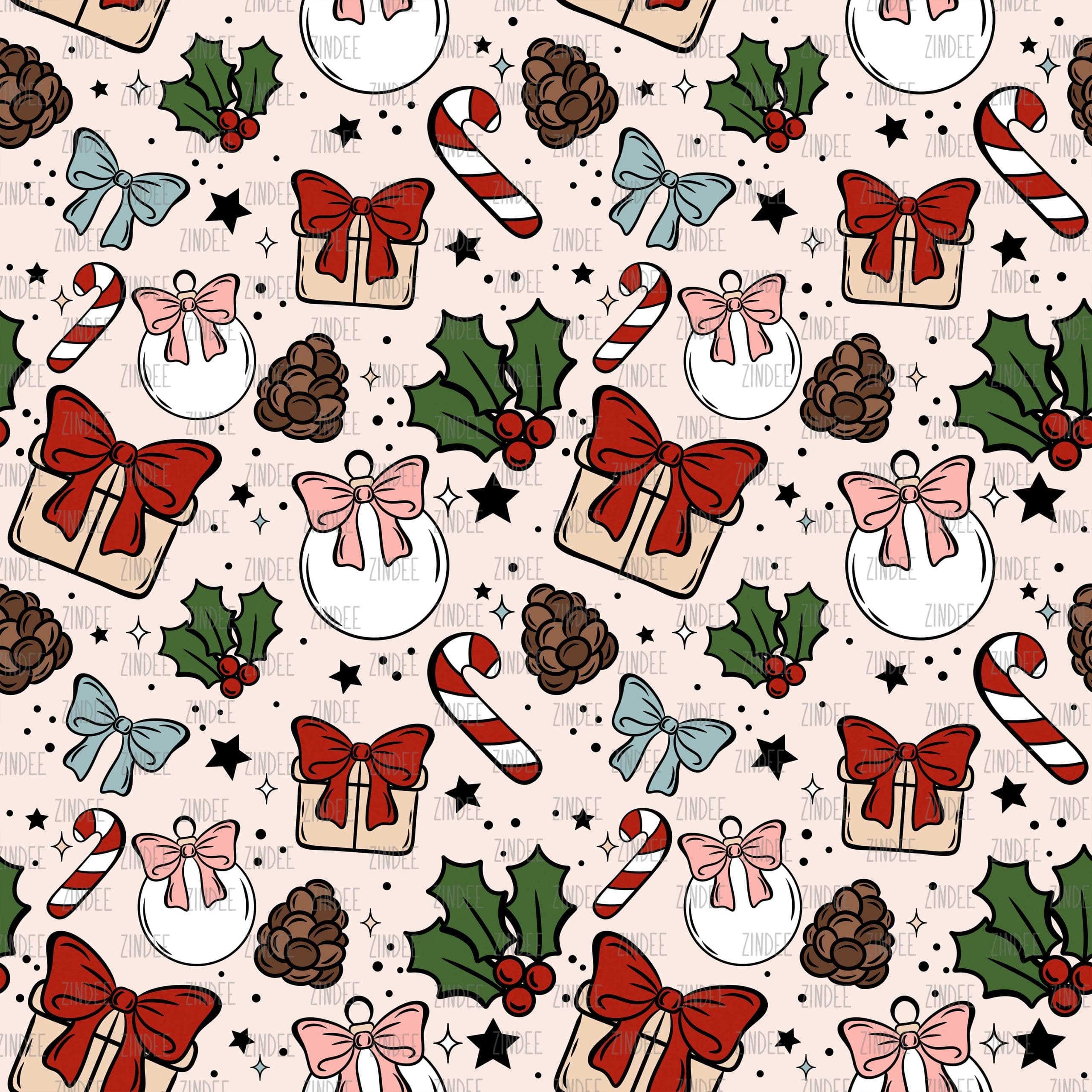 Christmas Doodles Dark seamless (vinyl)