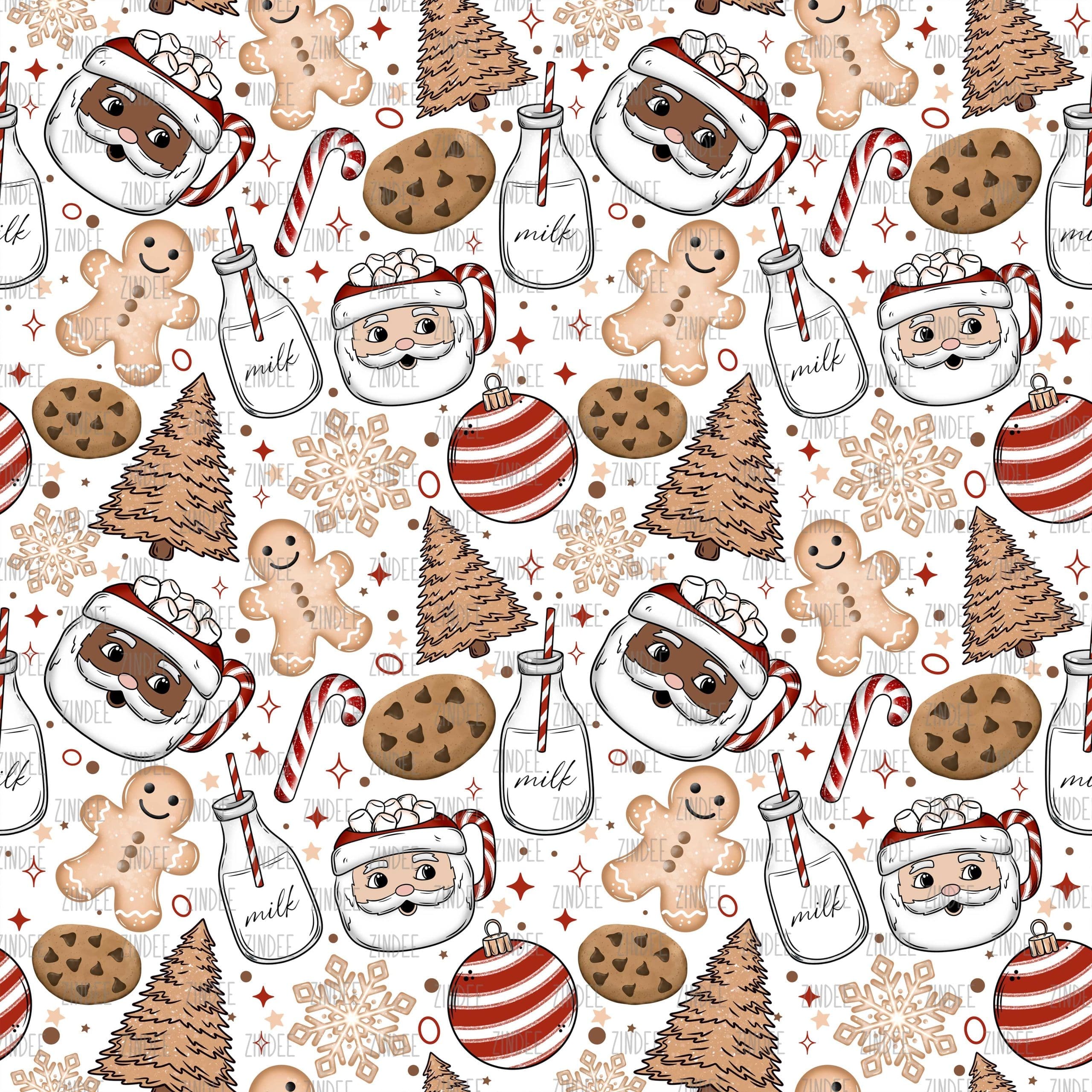 Santa Mug And Cookies seamless (vinyl)