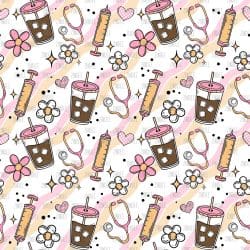 Nurse Iced Coffee seamless (vinyl)