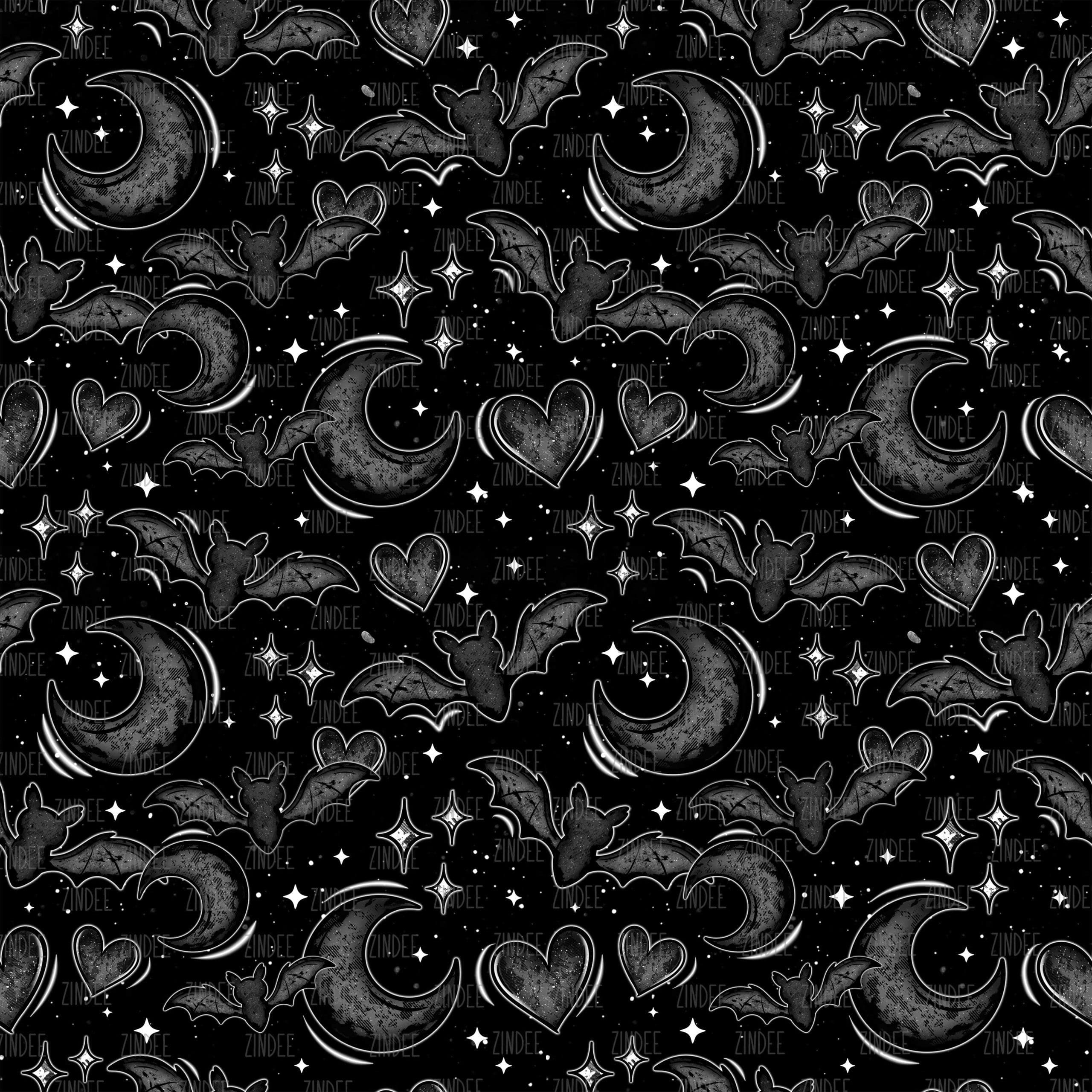 Bats And Hearts Black seamless (vinyl)