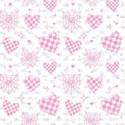 Flame Pink Checkered Hearts White seamless (vinyl)