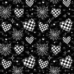 Flame White Checkered Hearts seamless (vinyl)