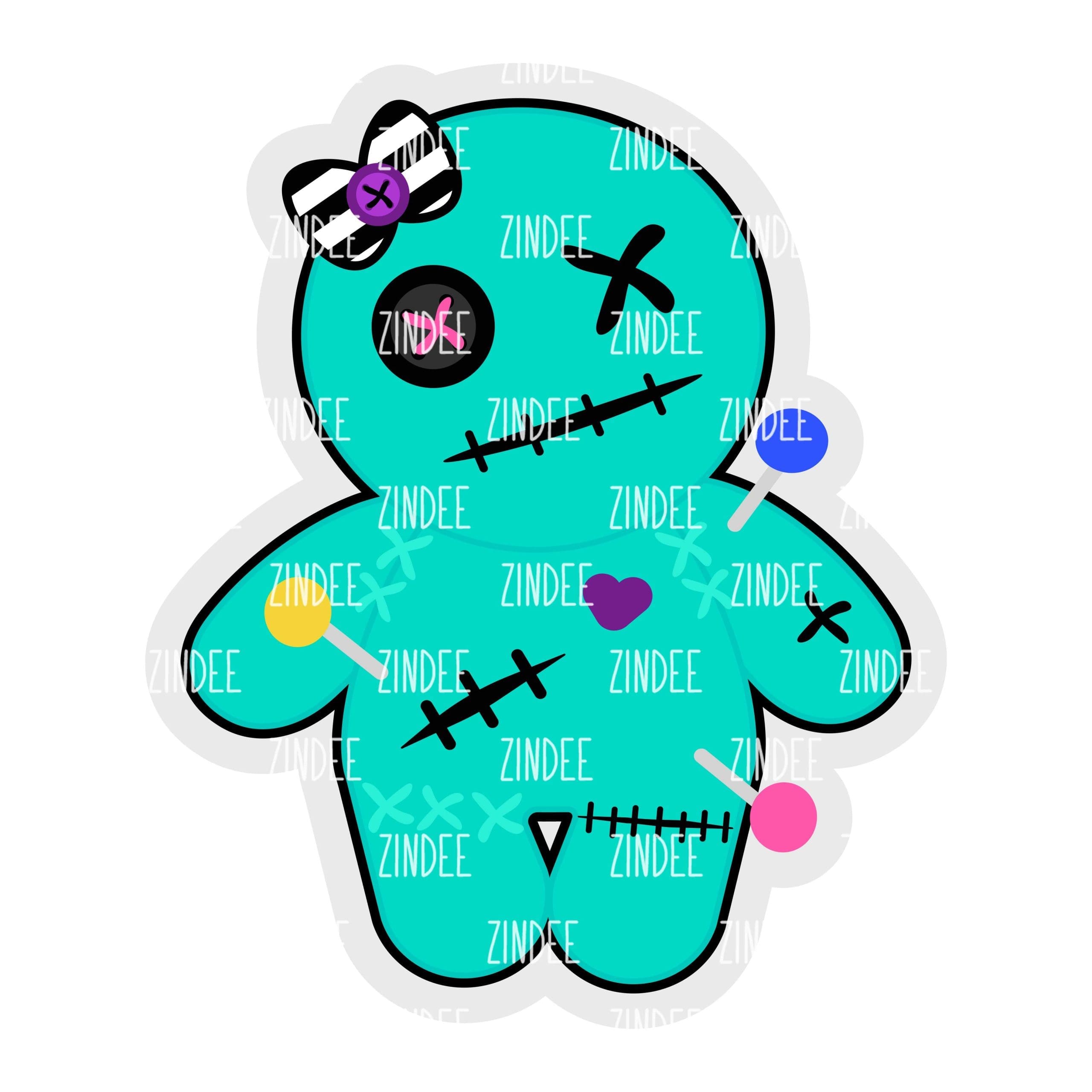 Voodoo Doll (TEAL) – Acrylic Keychain Blank (2.5") | Optional Sticker or UV DTF