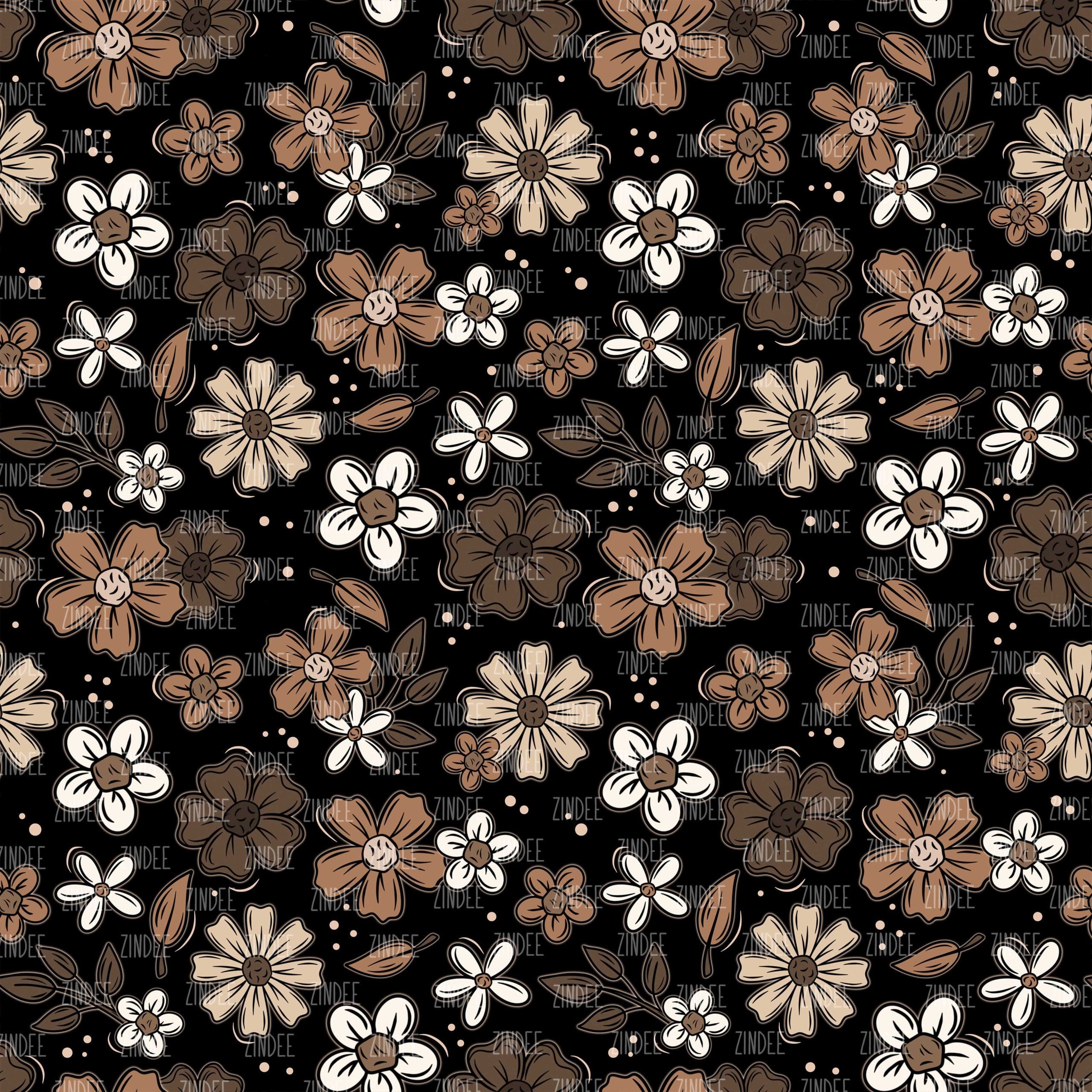 Brown Florals seamless (vinyl)
