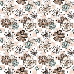 Checker Brown And Blue Florals seamless (vinyl)