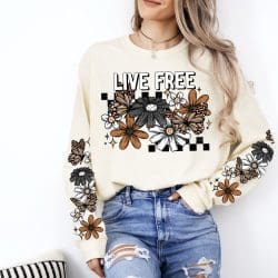 Live Free DTF Transfer (w/optional sleeve design)