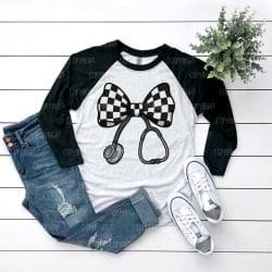Nurse Checkered Coquette Bow DTF Transfer