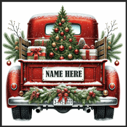 Christmas Truck PRINTED acrylic 4 inch