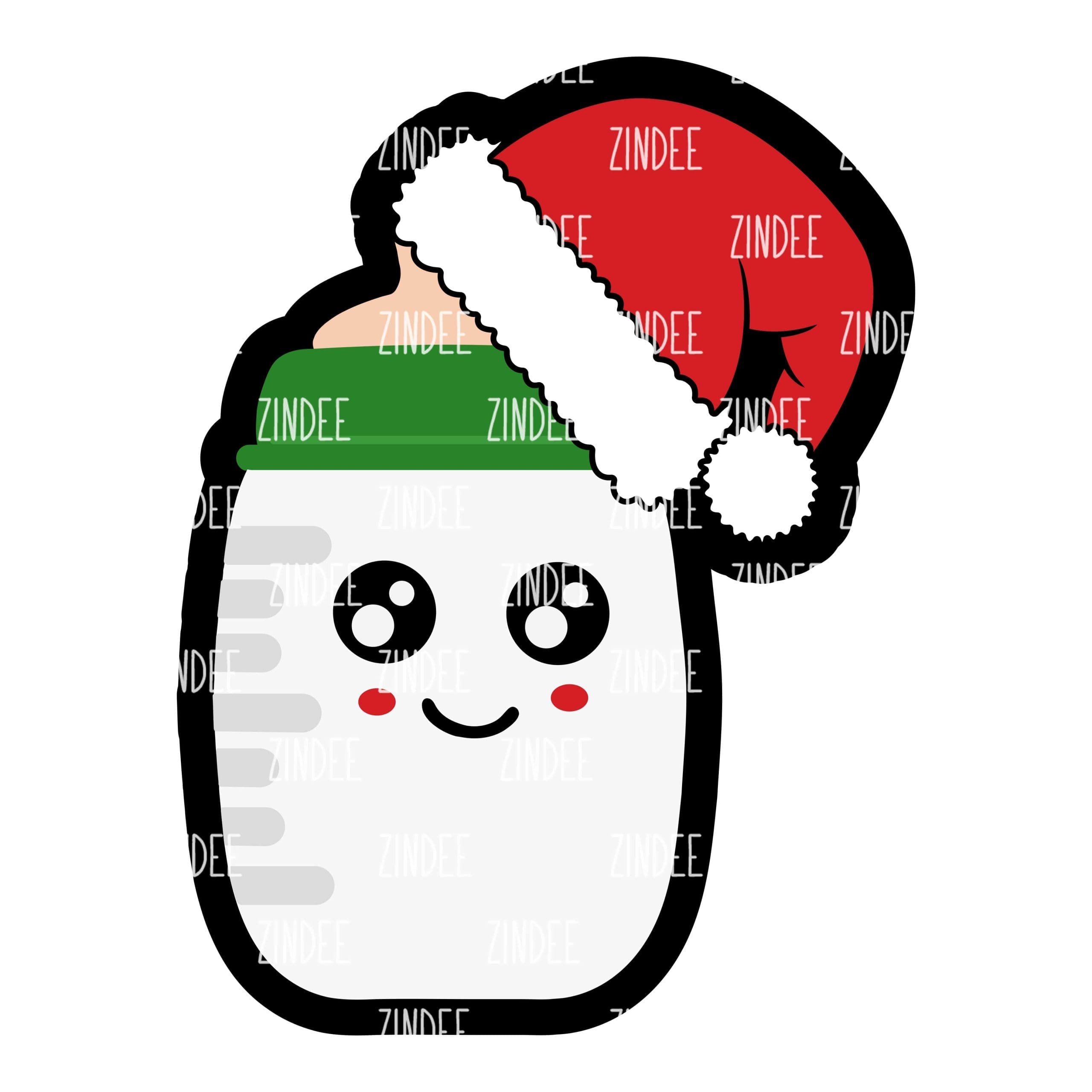 Santa Bottle – Acrylic Badge Reel Blank (2") No Hole | Optional Sticker or UV DTF