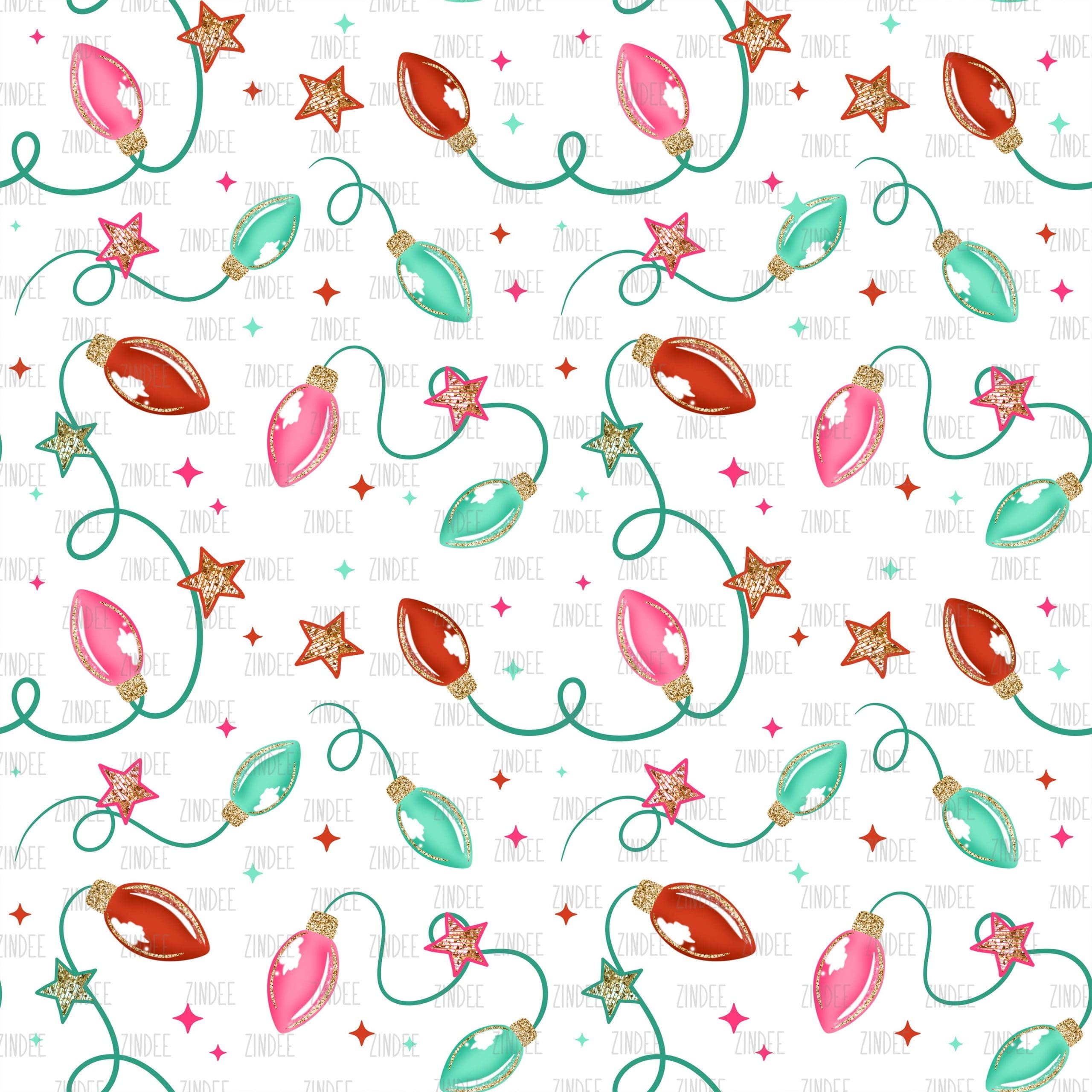 Christmas Lights Glitter Stars seamless (vinyl)