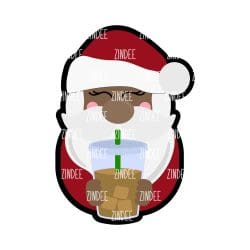 Coffee Santa (Dark Skin) – Acrylic Keychain Blank (2.5") | Optional Sticker or UV DTF