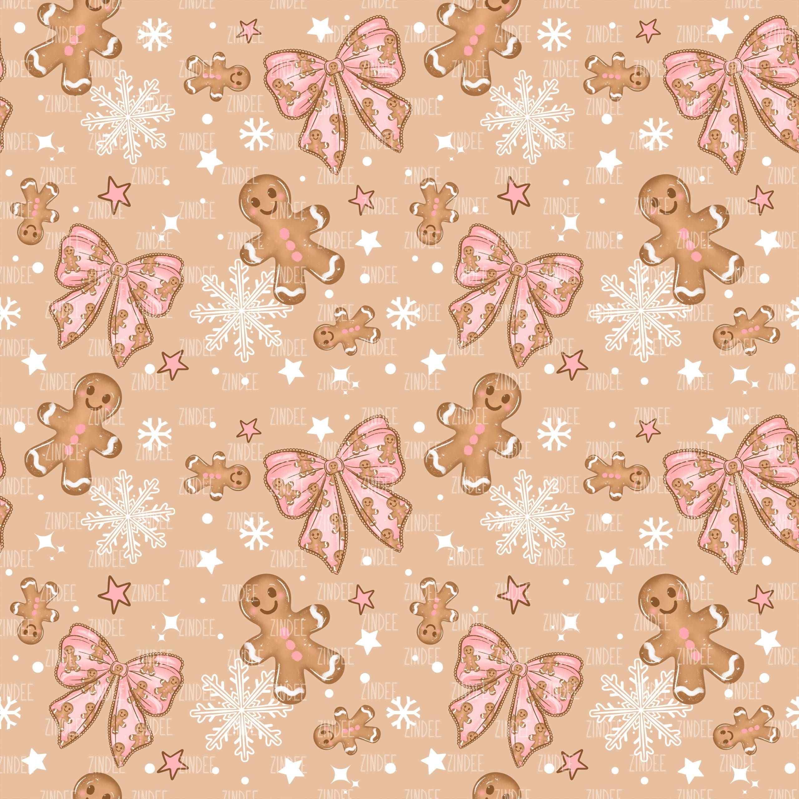 Gingerbread Pink Bow seamless (vinyl)