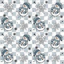 Checker Snowman Snowflakes BLUE seamless (vinyl)
