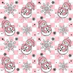 Checker Snowman Snowflakes PINK seamless (vinyl)