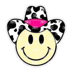 Cowboy Hat Circle (COW PRINT) – Acrylic Keychain Blank (2.5") | Optional Sticker or UV DTF