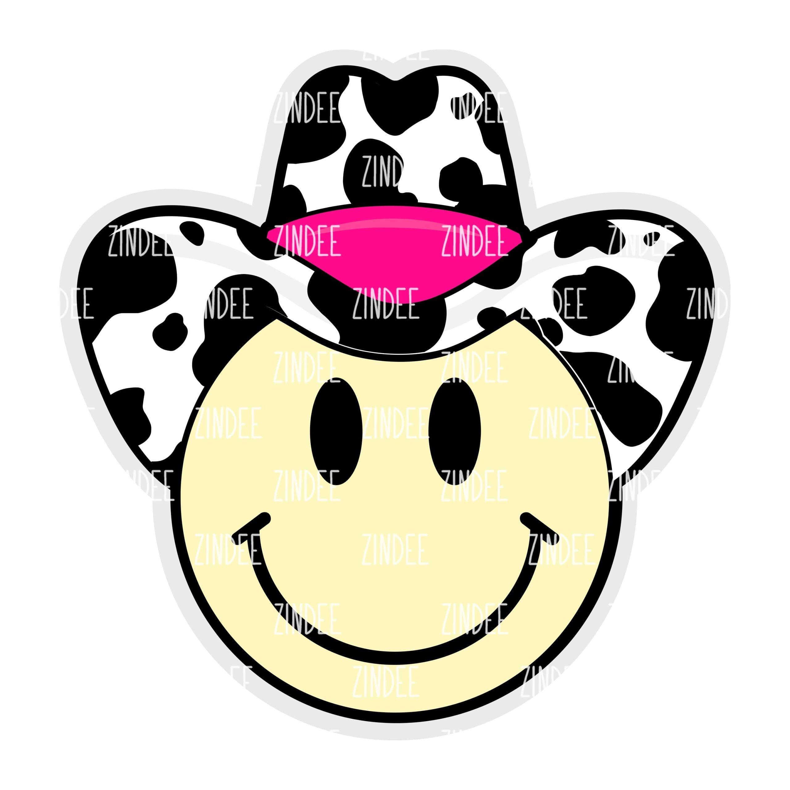 Cowboy Hat Circle (COW PRINT) – Acrylic Keychain Blank (3") | Optional Sticker or UV DTF