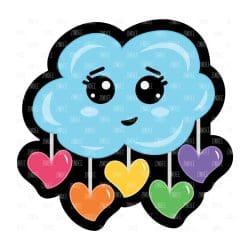 Love Cloud Heart Drops – Acrylic Badge Reel Blank (2") No Hole | Optional Sticker or UV DTF